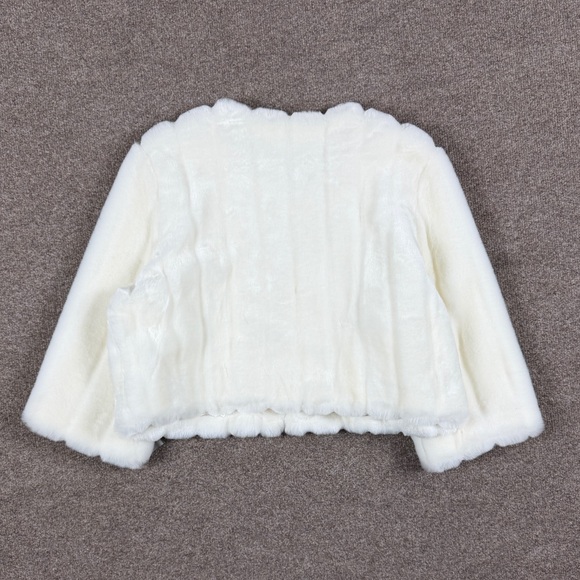 NWT Tahari Winter White Short Faux Fur Cropped Coat Womens XL Shrug Teddy Jacket - Picture 2 of 10